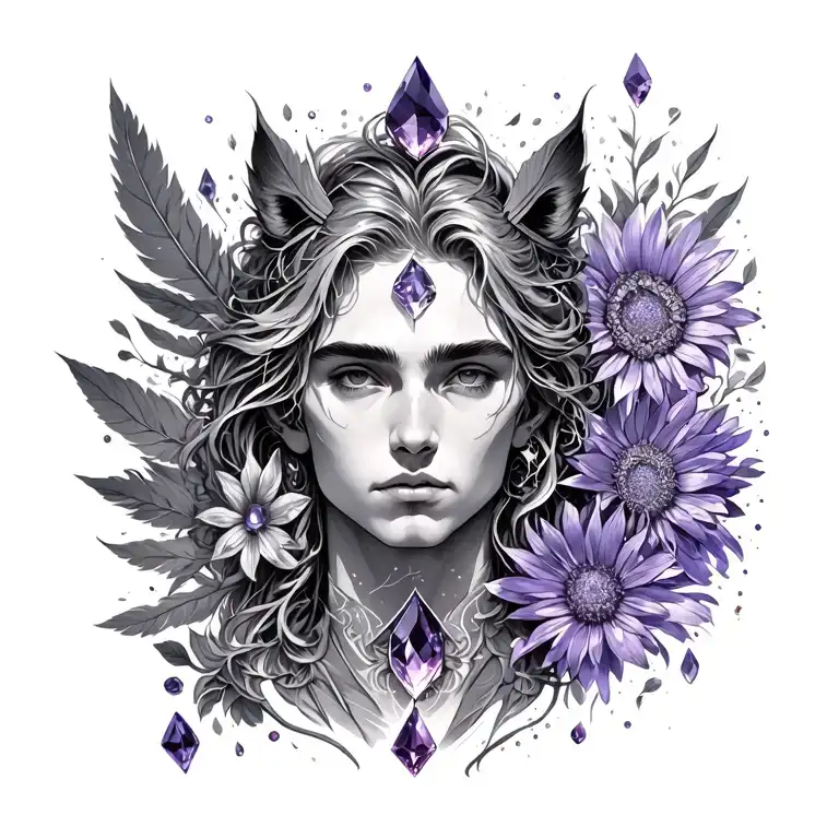 Ivan - Merkur / Aster / Sapphire / Feder Dario - Uranus / Veilchen / Amethyst / Blitz Nikola - Merkur / Ast tattoo design idea