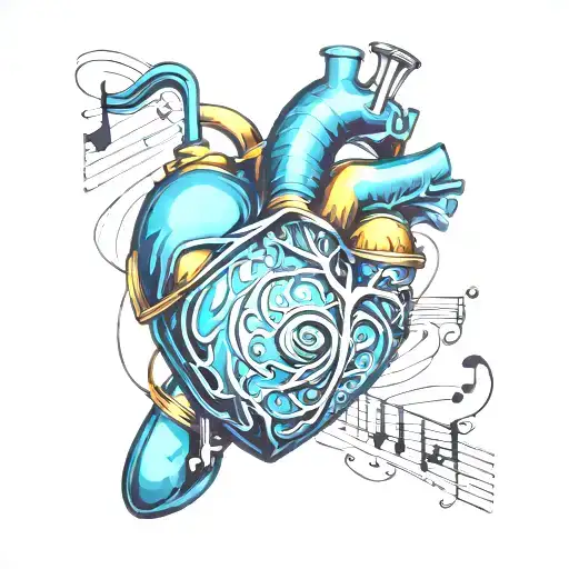 music, life, heart tattoo design idea