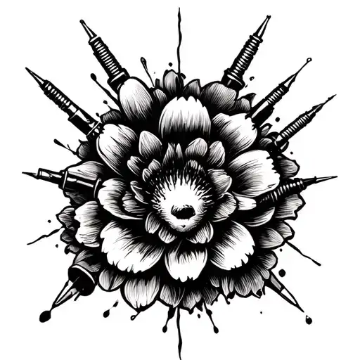 Make these lyrics into a forearm sleeve picture, no quotes. Blackwork stylePins and needles in my face, ICan't trust  tattoo design idea