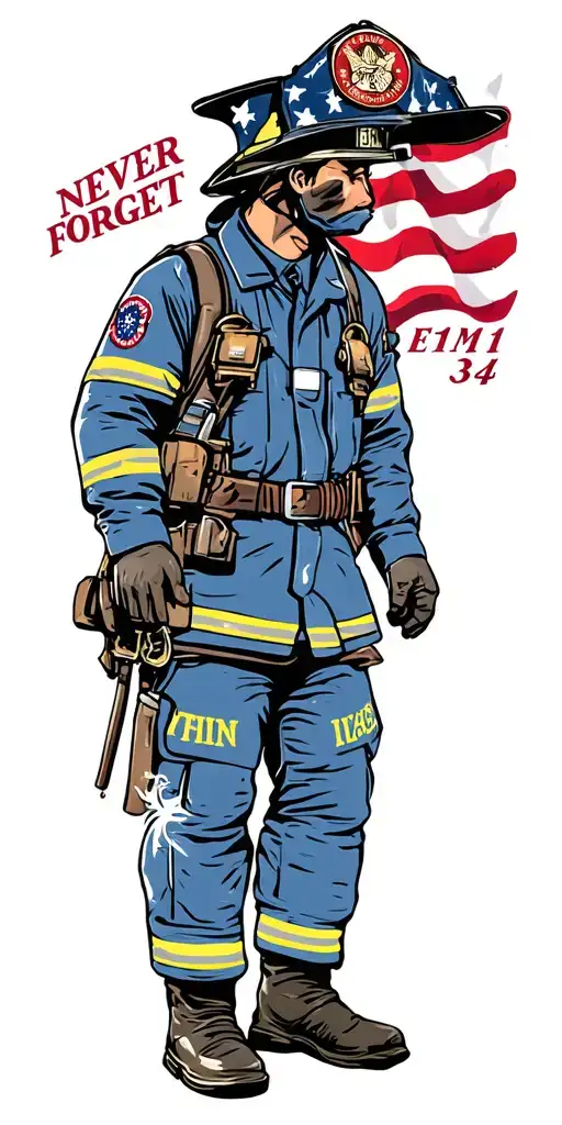 Firefighter, 9/11 343 never forget, united States Airforce, EMT tattoo design idea