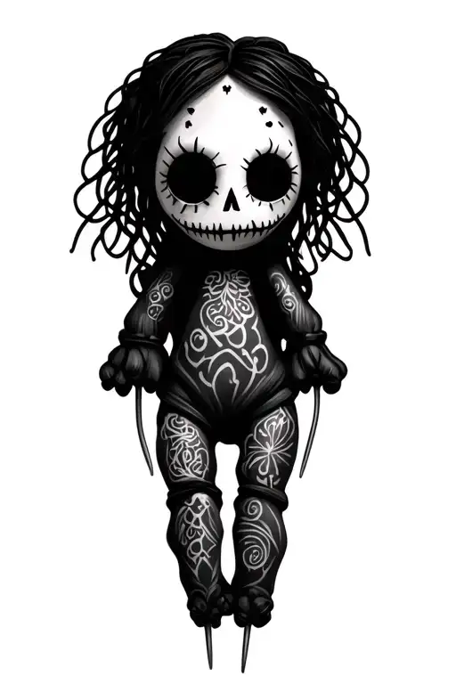 voodoo doll with pins tattoo design idea