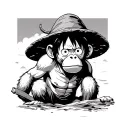3 wise monkey d luffy tattoo design idea