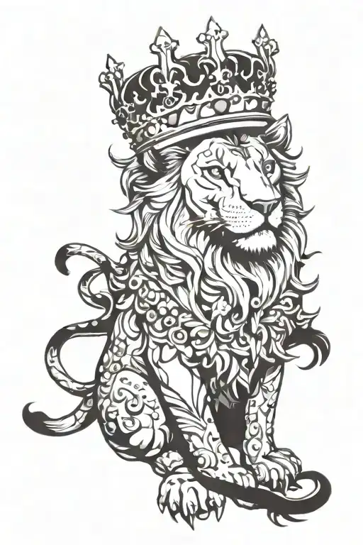 lion wearing a crown tattoo design idea