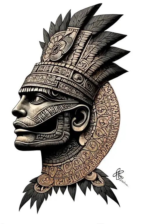 aztec calendar with kukulcan tattoo design idea