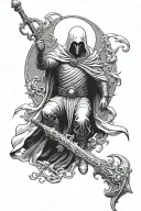 moon knight with staff tattoo design idea