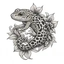 Leopard Gecko and cross tattoo design idea