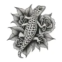 Leopard Gecko and cross tattoo design idea