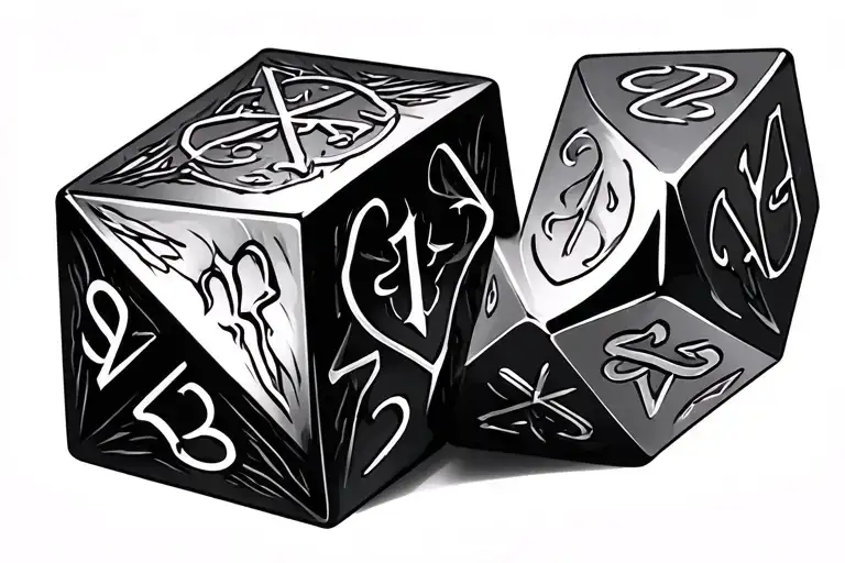 d20 dice baldur's gate 3 themed tattoo design idea