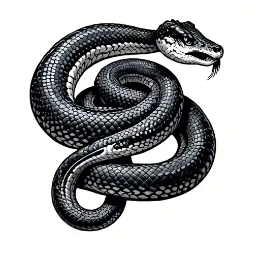 rattlesnake wrapping around a shifter manual transmission tattoo design idea