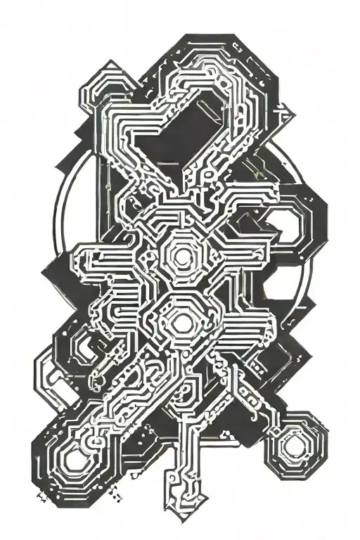 cyber sigilism that says fate tattoo design idea