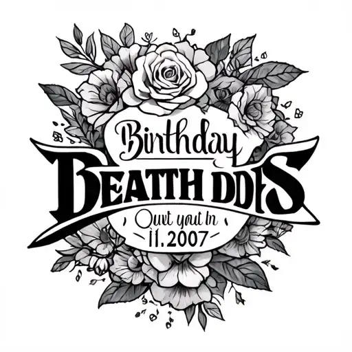 birthday date on the top name in the middle death date on the bottom hand tattoo  tattoo design idea