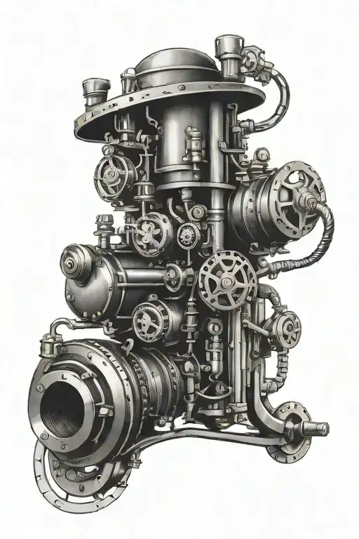 steam punk engine intertwined tattoo design idea