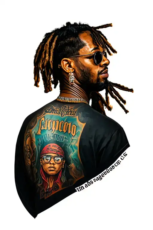 Tattoo of a back by taking up the style of the fresco of the clique of Mirror of Lil Wayne, the tattoo will resume all p tattoo design idea