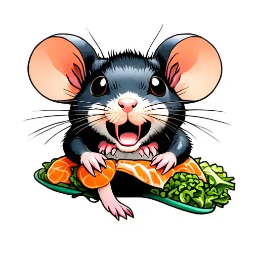 sushi rat tattoo design idea