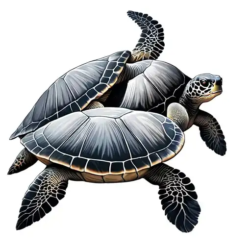 3 sea turtles tattoo design idea