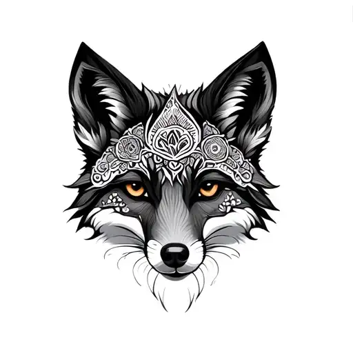 Fox and mandala design tattoo design idea