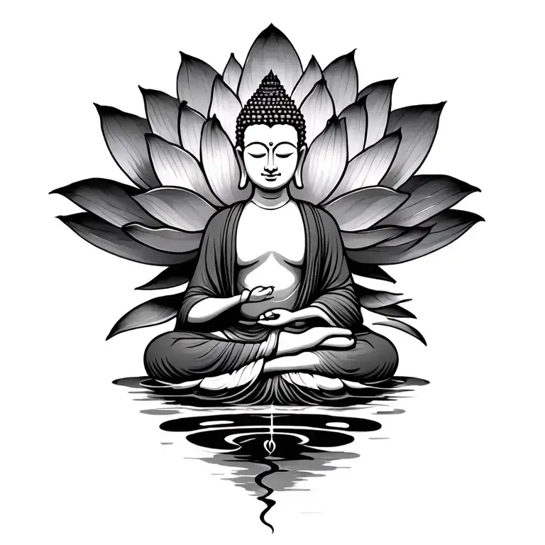Large Lotus Flower with Buddha in the middle tattoo design idea