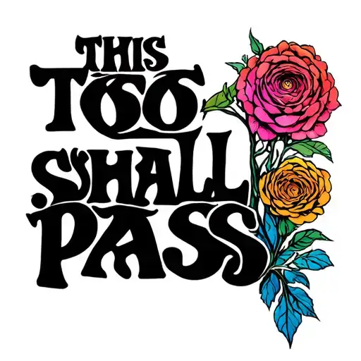 Pink Floyd graphics style saying "this too shall pass" tattoo design idea