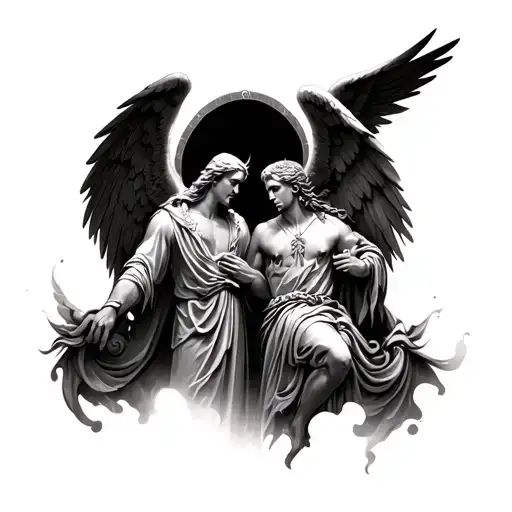 arch angel uriel and arch angel michael tattoo design idea