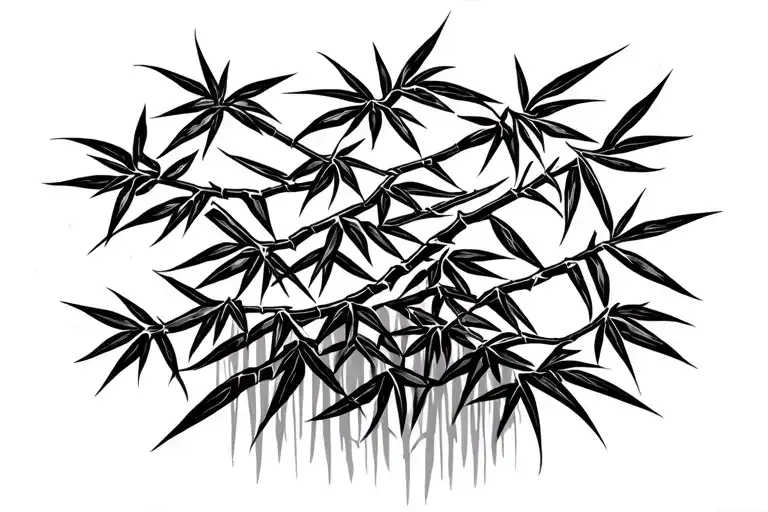 bamboo very thin young branches horisontal tattoo design idea