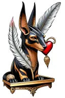 anubis with heart and feather on scale tattoo design idea