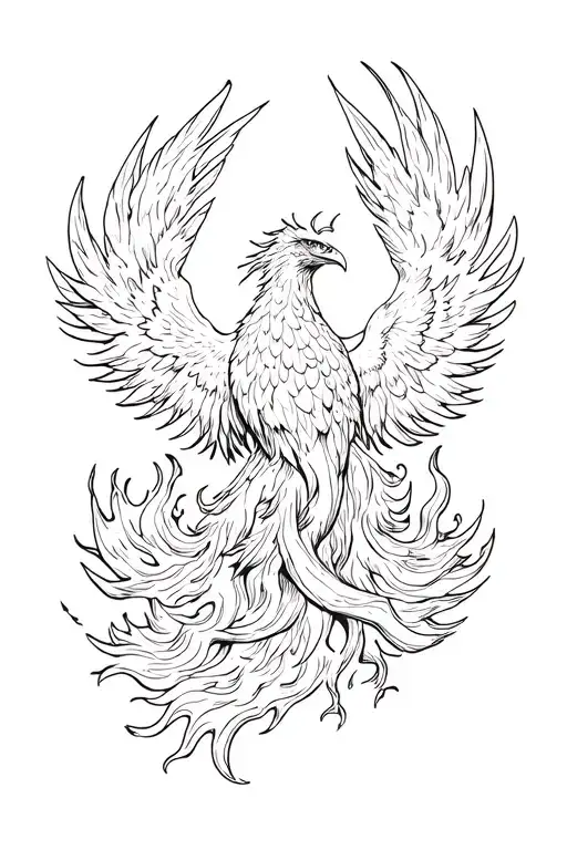 Phoenix rising from flames tattoo design idea