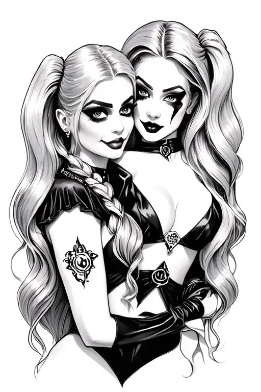 Harley Quinn and Rapunzel  tattoo design idea