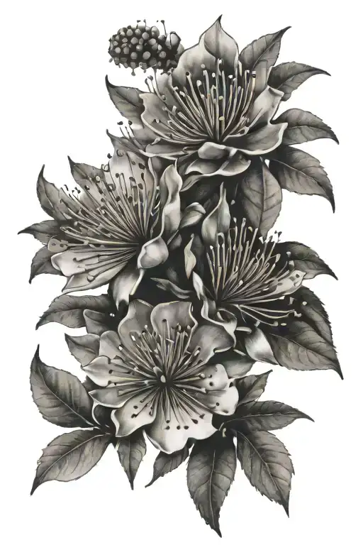 pohutukawa flowers wrapped loosely tattoo design idea