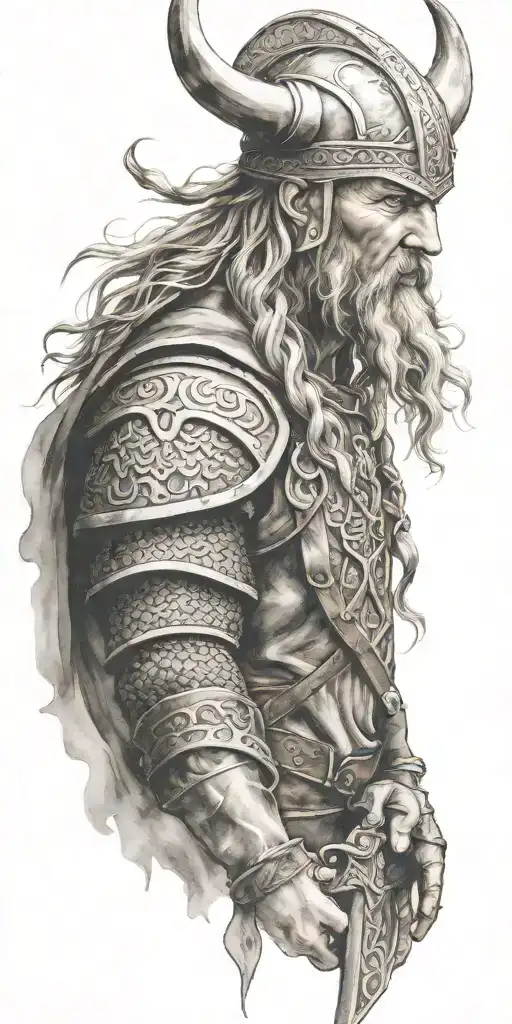 viking warriors valhalla tattoo design idea