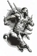 lebron riding a goat tattoo design idea