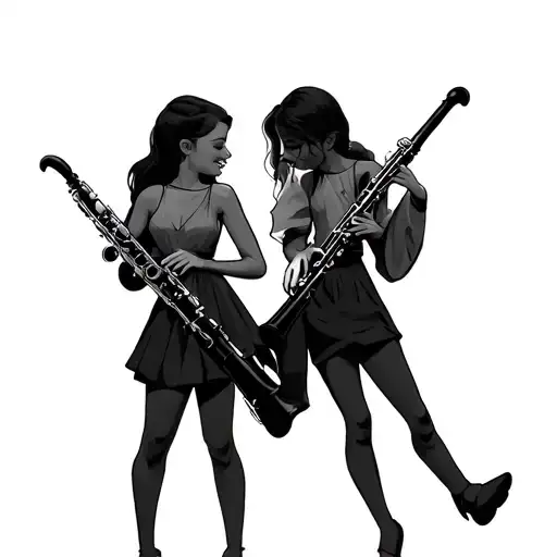 brother and sister playing clarinet tattoo tattoo design idea