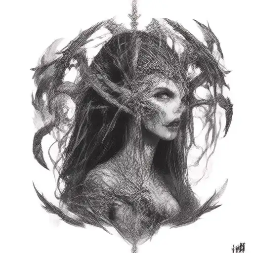 Daedric Prince Mephala Arachne Spooky tattoo design idea