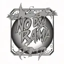 the text "NO DRAMA"  on a simple nonfigurative futuristic background tattoo design idea