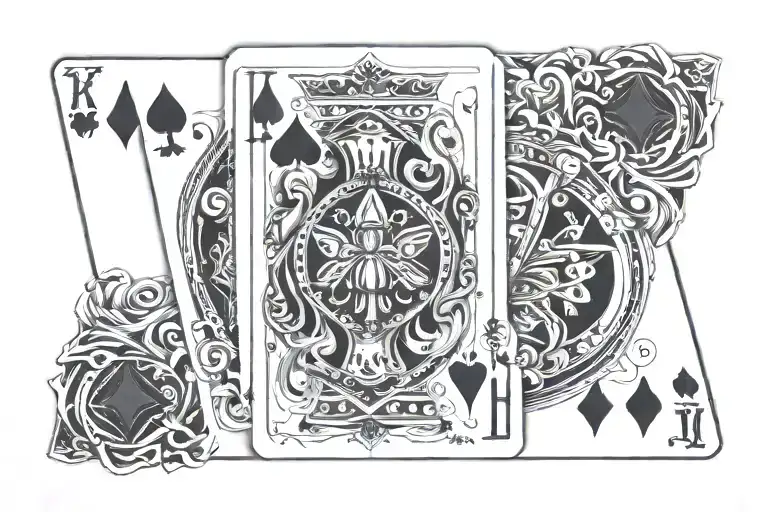 royal flush hand of cards tattoo design idea