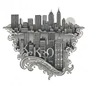Rochester NY skyline silhouette, with rain hell or shine tattoo design idea