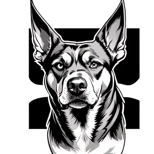 Envision a resolute USMC Devil Dog standing proudly at the center, his fierce gaze directed toward an u tattoo design idea