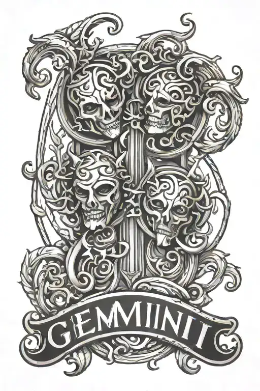 name Jaby and zodiac sign gemini tattoo design idea