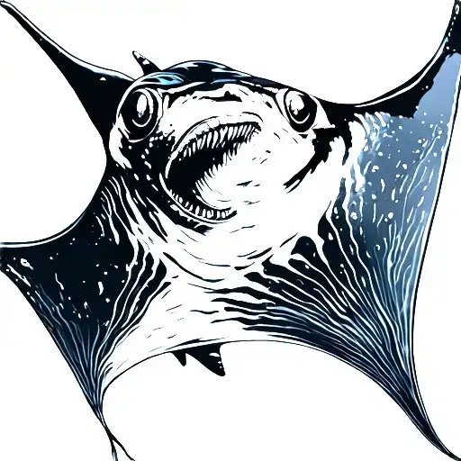 Raie manta ray swimming tattoo design idea