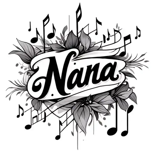 Nana words and music notes tattoo design idea