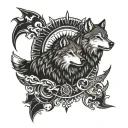 nordic 2 wolves skoll tattoo design idea