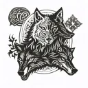 nordic 2 wolves skoll tattoo design idea
