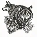 nordic 2 wolves skoll tattoo design idea