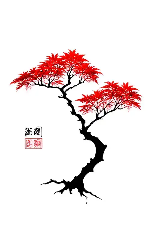 Japanese maple tree tattoo design idea