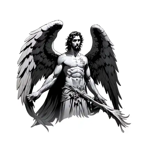 azrael male angel tattoo design idea