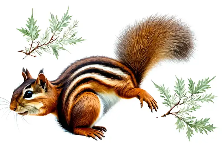 chipmunk squirrel wooded setting tattoo design idea