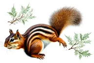 chipmunk squirrel wooded setting tattoo design idea