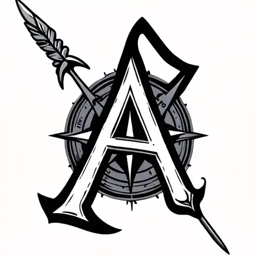 an arrow and a compass, where the arrowhead is a capital letter "A" tattoo design idea