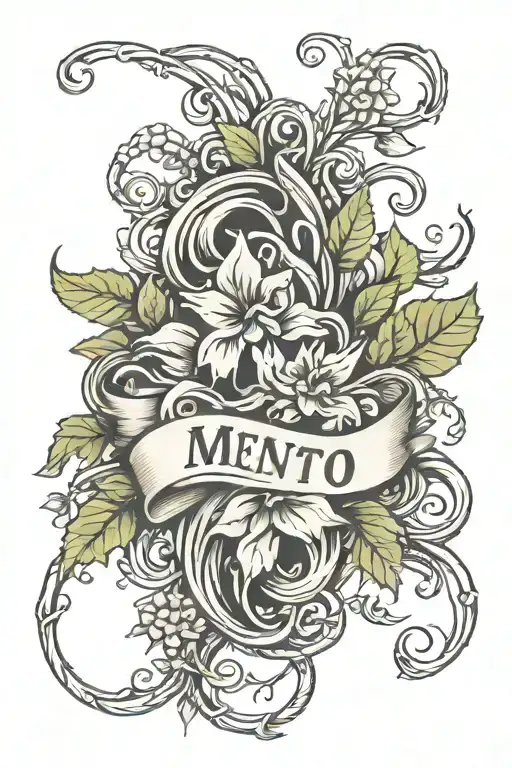 vines wrapped memnto mori written tattoo design idea