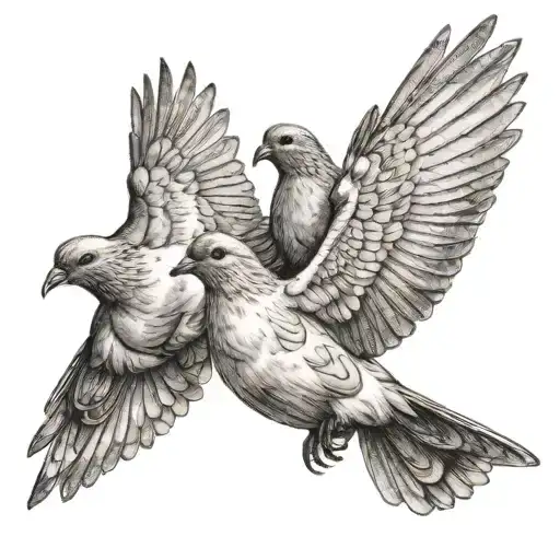 doves flying tattoo design idea