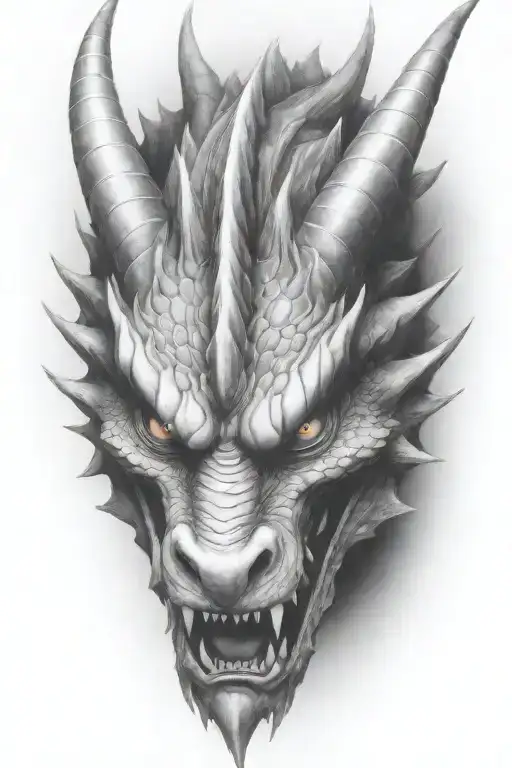 dragon face 3/4th view tattoo design idea